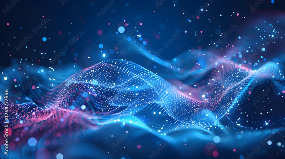 Poster Abstract digital wave background with particles