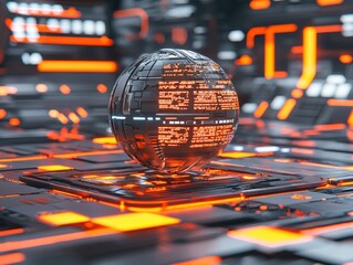 Futuristic digital sphere virtual environment 3d render neon aesthetics high-tech concept