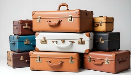 suitcases on white background