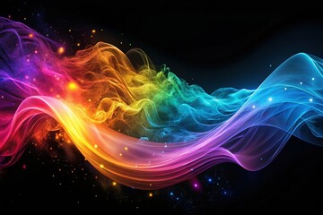 Obraz premium Abstract Glowing Smoke Wave, Particle Background - Black - Stock Photo