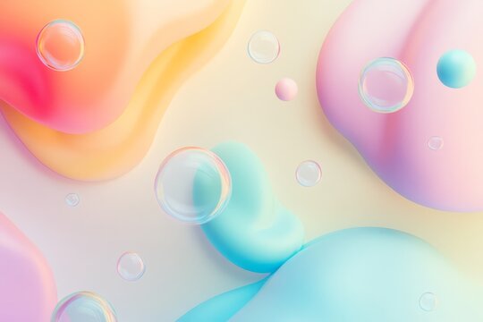 Abstract pastel background created with floating soap bubbles and light