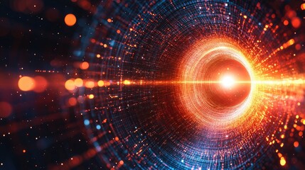 Obraz premium A glowing pulse of digital data traveling through a cybernetic network.