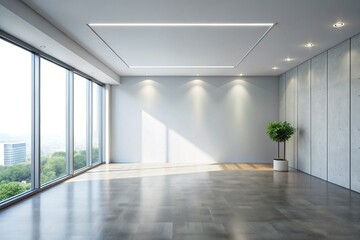 Obraz premium Modern Empty Room Interior Design, Minimalist Wall, Web Banner, Copy Space