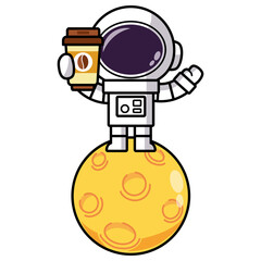 Cute Astronaut Drink Coffee
