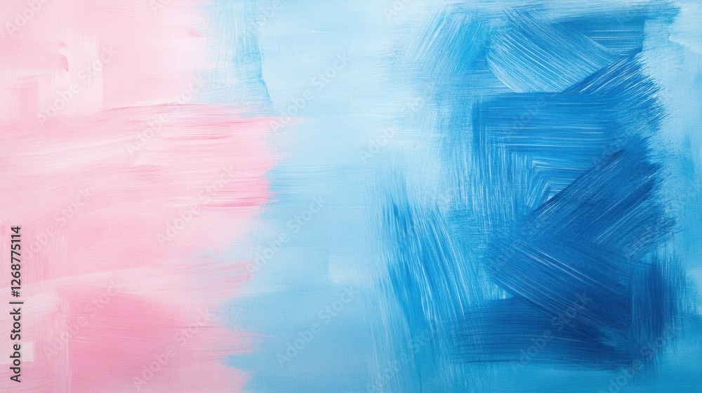 Poster soft pencil strokes blend blue and pink in an abstract composition reflecting calmness and creativit