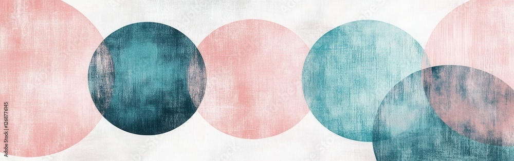 Poster soft pencil strokes create delicate pastel circles on a textured background, blending pink and teal 