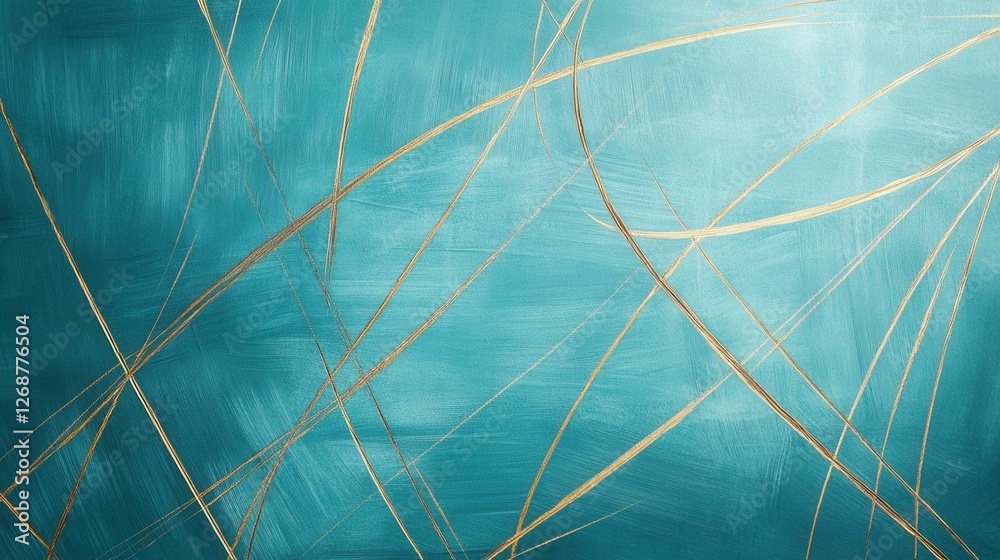 Leinwandbilder Soft pastel teal backdrop with golden strokes creating an abstract design suitable for elegant decor and creative projects