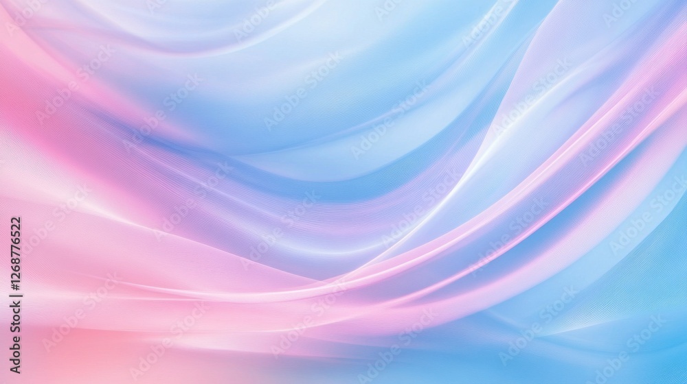 Aufkleber soft pastel blue and pink arcs blend harmoniously in a serene abstract design