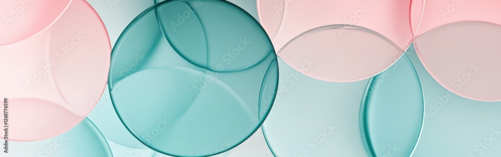 Poster soft overlapping circles create a calming visual effect in pastel pink and blue tones