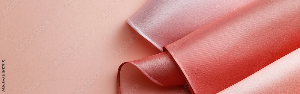 Poster Soft coral fabric drapes elegantly on a muted background creating a minimalist aesthetic for modern decor