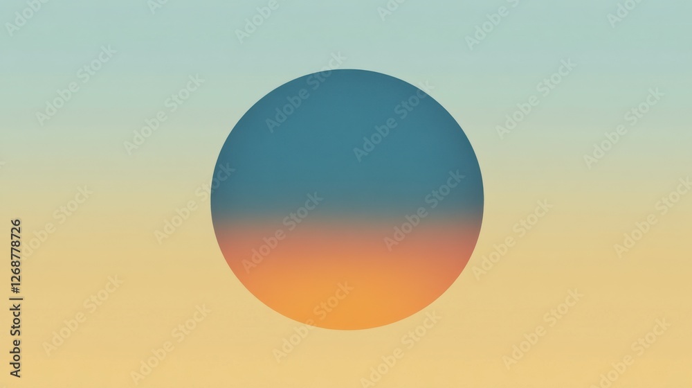 Aufkleber gradient orb transitions from pastel blue to amber in a serene evening sky above the horizon
