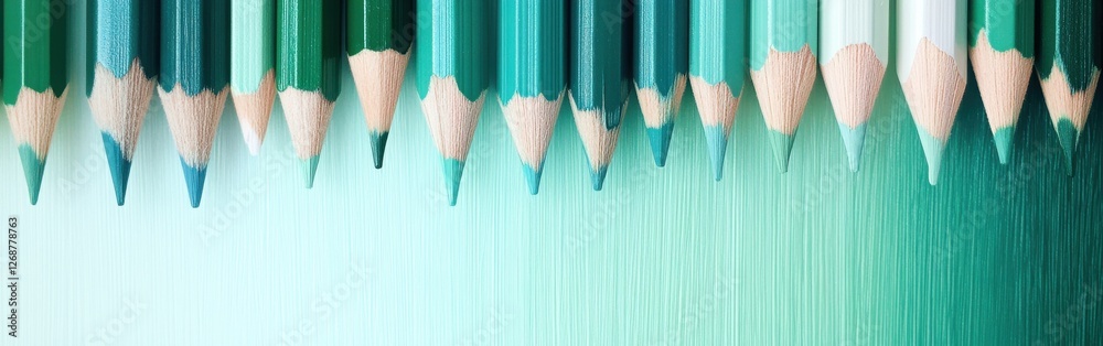 Aufkleber gradient of pencil strokes in green shades arranged in a minimalist style for artistic exploration a
