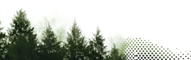 Fototapeta premium Deep forest green landscape blending into a muted background during a misty morning