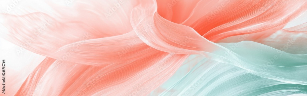 Aufkleber Abstract gradient of soft pencil strokes blending coral and teal colors creating a calming visual effect
