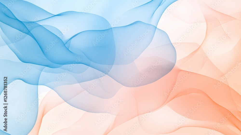 Poster Abstract pencil strokes form a soothing backdrop with soft blue and orange hues creating a calming atmosphere