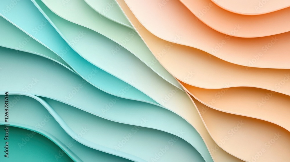 Poster Gradient patterns create a fluid transition of colors in an abstract design showcasing soft, flowing shapes