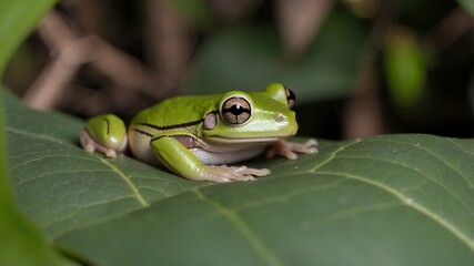 Fototapeta premium frog on a leaf