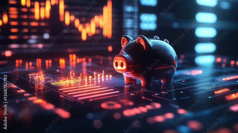 Aufkleber strategies for effective savings showcased through a creative display of a piggy bank and digital fi