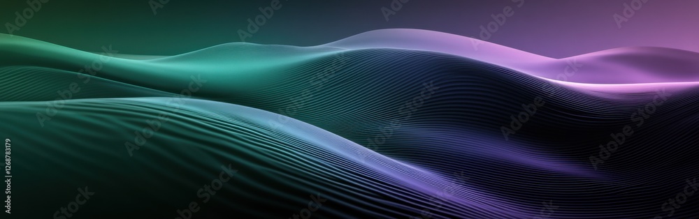 Leinwandbilder Textured gradient background transitioning through waves of color in a serene digital landscape