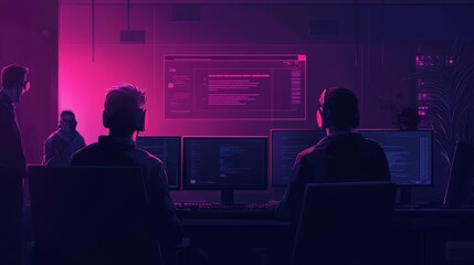 Dark Themed Computer Screen with Warning Message in Workspace