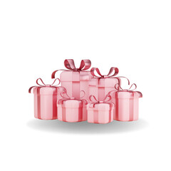  Elegant Array of Pink Gift Boxes with Stylish Ribbons for Celebrations.