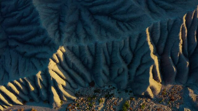 Aerial view of rugged desert terrain with unique rock formations in Hingol Balochistan National Park