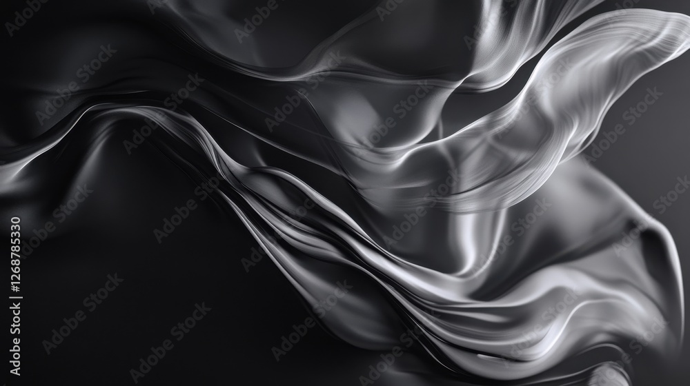 Aufkleber flowing silk fabric gracefully drapes against a rich charcoal gray background in an artistic display