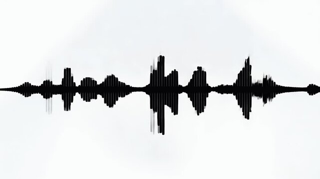 High quality animated visualization sound waveforms featuring oscillating black bars white background ideal music equalizer displays digital audio visualizations