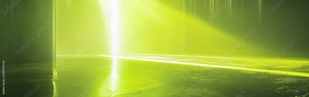 Leinwandbilder glowing lime-green and yellow environment with shimmering reflections creating an ethereal atmospher