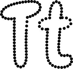 Vector of uppercase and lowercase letter T in dashed line style. Ideal for kids tracing worksheets, coloring pages, and educational materials.