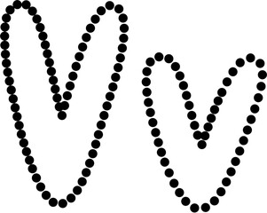 Vector of uppercase and lowercase letter V in dashed line style. Ideal for kids tracing worksheets, coloring pages, and educational materials.