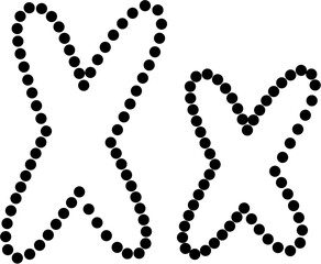 Vector of uppercase and lowercase letter X in dashed line style. Ideal for kids tracing worksheets, coloring pages, and educational materials.