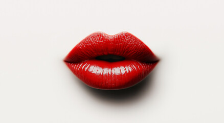 High resolution beautiful velvet whisper image of red lips isolated on white background beauty concept.