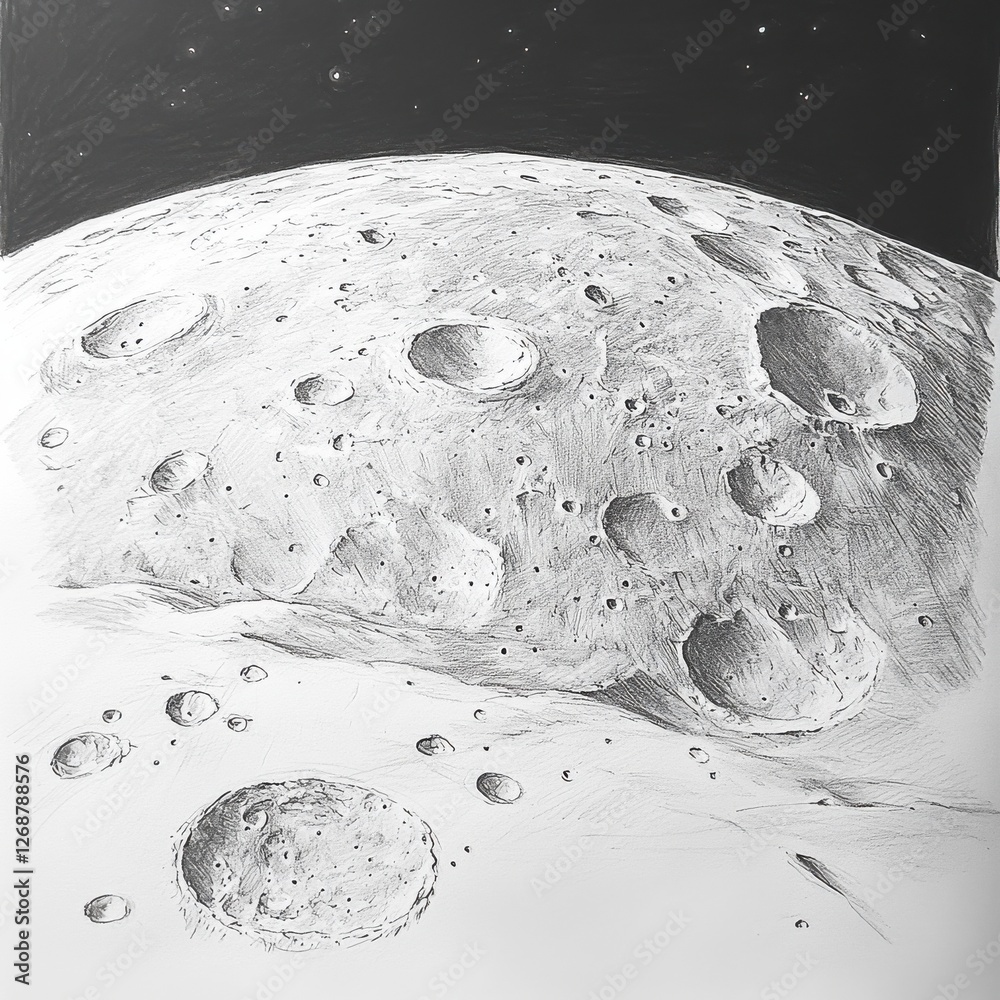 Aufkleber exploring the intricate surface of the moon with prominent craters under a starry sky