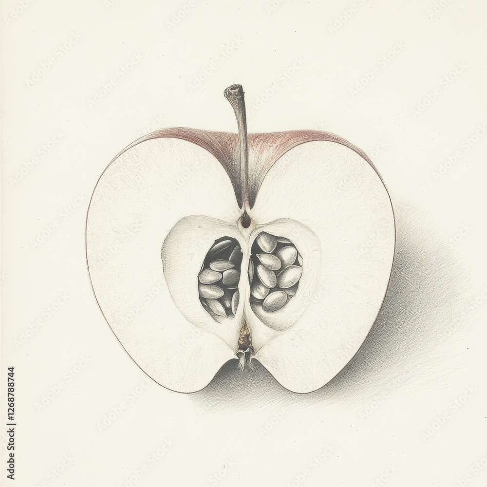 Poster cross-section of an apple revealing seeds and internal structure showcasing its natural beauty and c