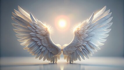 Fototapeta premium Aerial View of Angelic White Wings Isolated on Pure White Background - High-Resolution Stock Photo