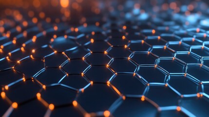 Obraz premium Abstract Hexagon Network: Glowing Nodes and Connections