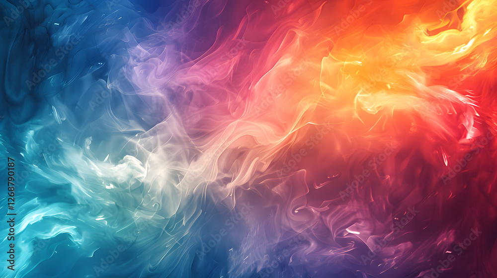 Poster Vibrant and dynamic abstract smoke pattern with a smooth blend of colors
