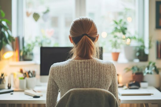 An introvert working peacefully at their desk in an open-plan office