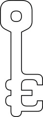 Key Design Shape Featuring The British Pound Currency Symbol Outline