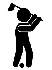 stickman icon is playing golf