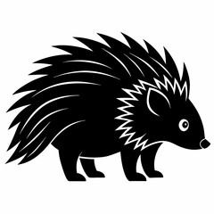 Porcupine Icon in Black Silhouette