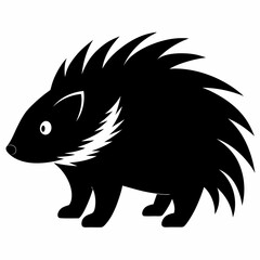 Porcupine Icon in Black Silhouette