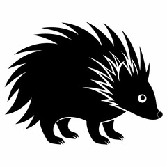 Porcupine Icon in Black Silhouette