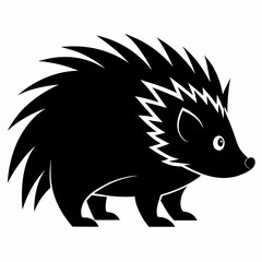 Porcupine Icon in Black Silhouette