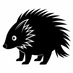 Porcupine Icon in Black Silhouette