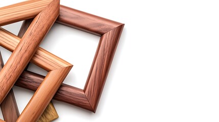 Obraz premium Wooden Picture Frames on a White Background for Art Display
