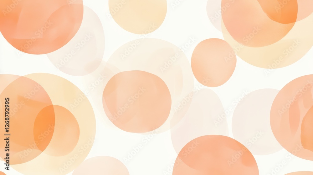 Poster Soft peach and cream watercolor background with smooth circular shapes showcasing a calming design element