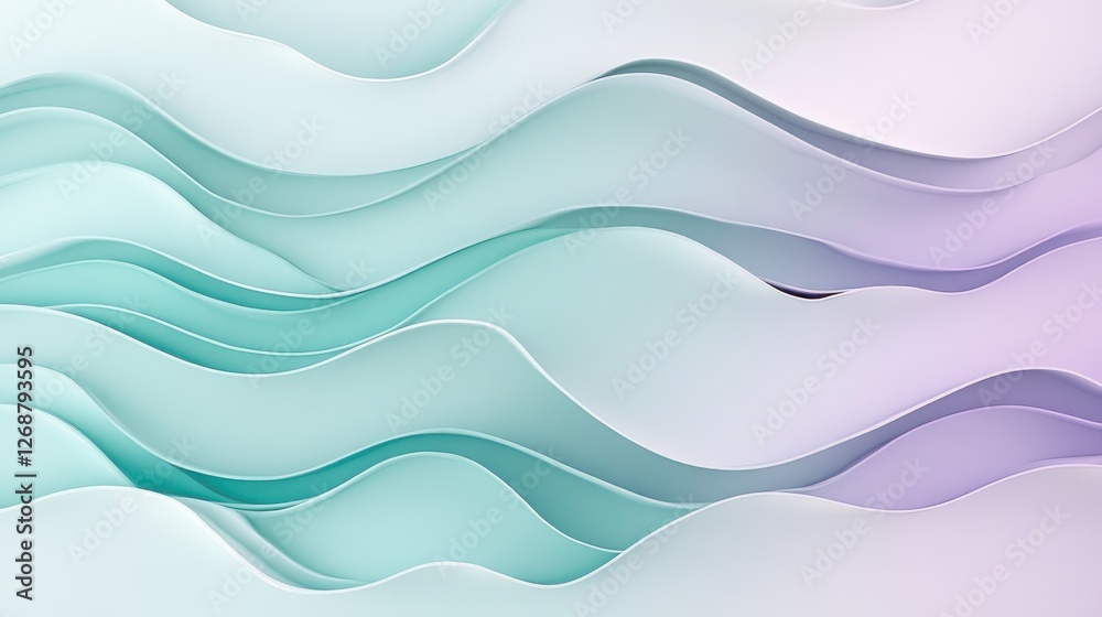 Leinwandbilder minimalist pastel mint and lavender forms create harmonious waves in a calming abstract design
