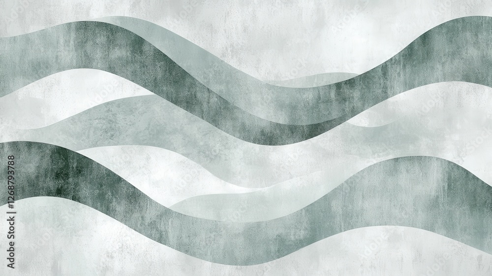 Poster Minimalist backdrop featuring smooth pencil strokes in calming shades of green and gray creating a serene atmosphere